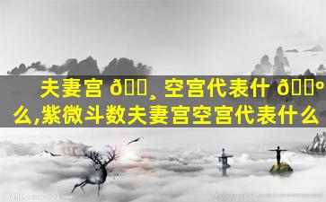 夫妻宫 🌸 空宫代表什 🐺 么,紫微斗数夫妻宫空宫代表什么